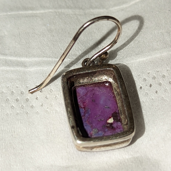 Sterling silver and purple turquoise earrings - Picture 2 of 4